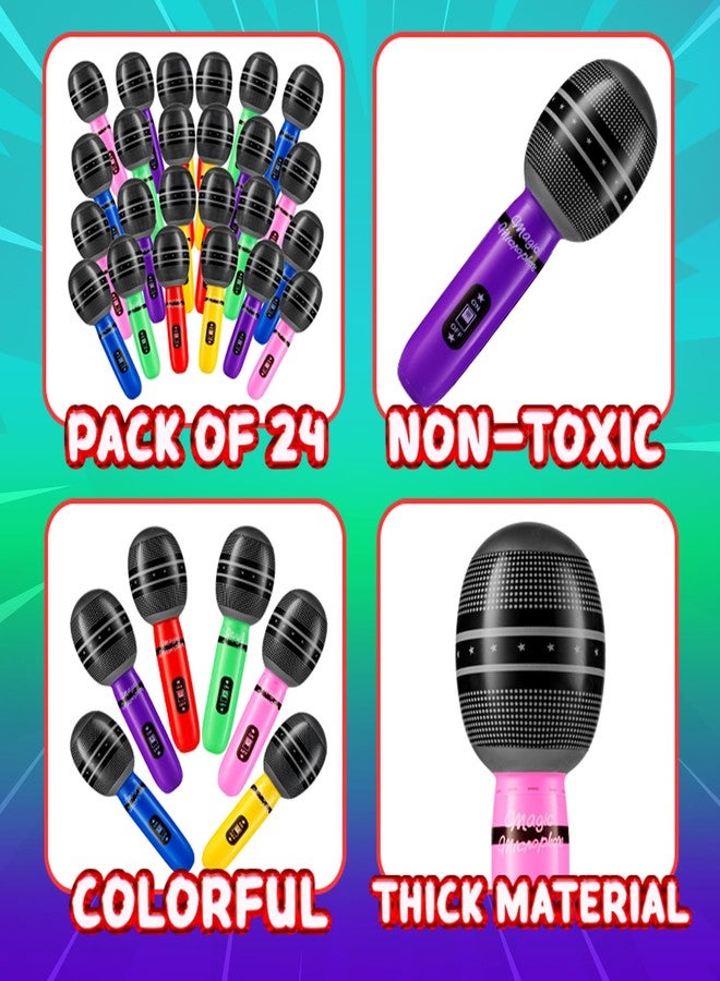 Bedwina Inflatable Microphones for Parties - (Pack of 24) 10-inch Neon Colors Blow Up Microphone for Kids & Adults, Party Favors, Giveaways, DJ-Props, Photo-Booth, Birthdays, Dance, Sing, Concert Decorations - Image 2